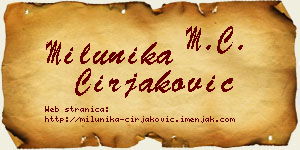 Milunika Ćirjaković vizit kartica